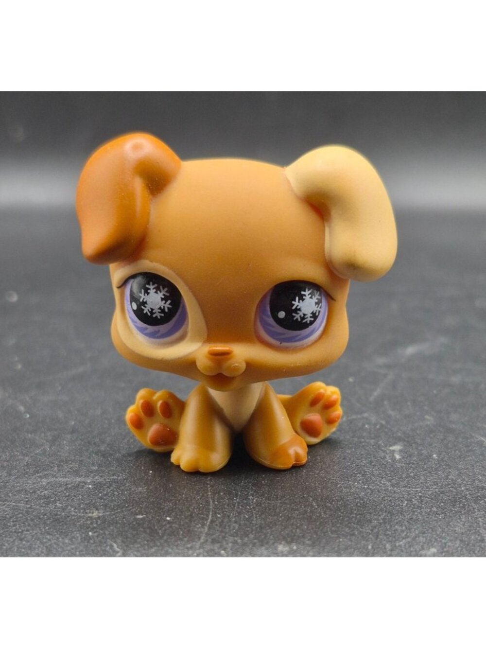 Littlest Pet Shop #760 Brown Dog Figure Purple Snowflake Eyes 2008 Collectible